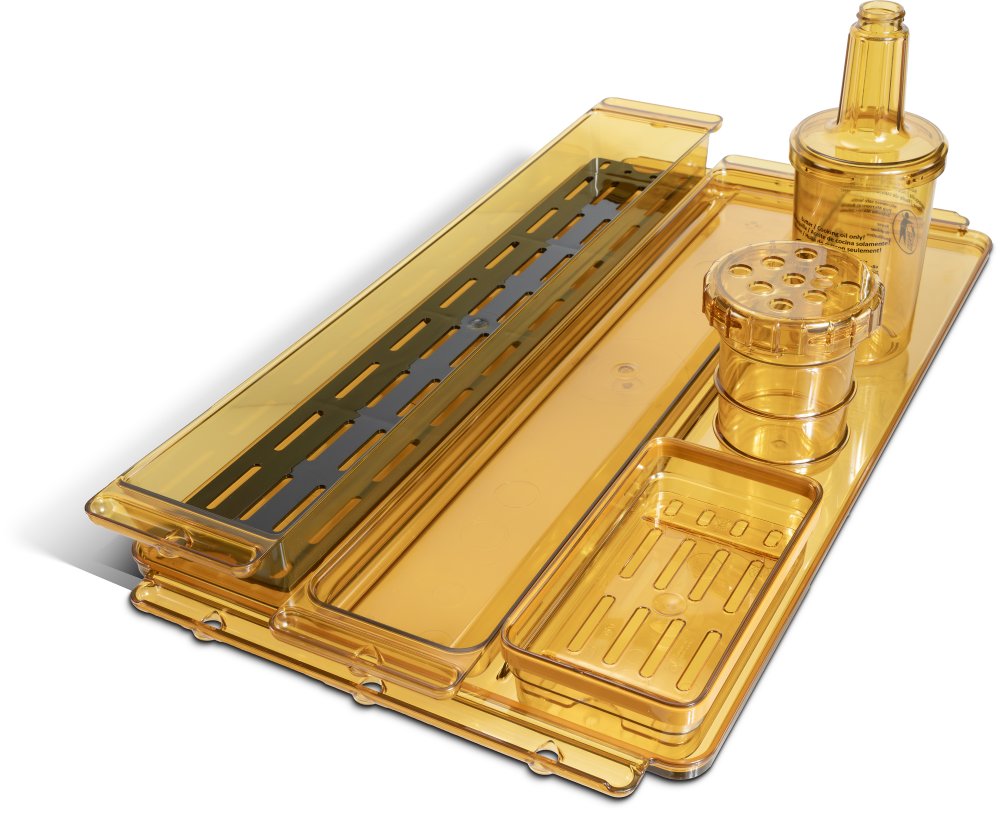 amber plastic trays